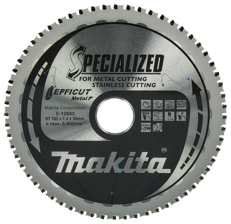 Accesorios Makita hoja de sierra circular acero inoxidable | efficut 185x30x1.4 60t 0g - e-12843 e-12843
