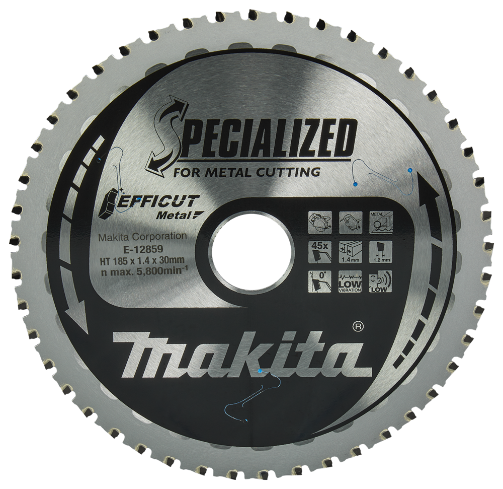 Accesorios Makita hoja de sierra circular de acero | efficut 185x30x1.4 45t 0g - e-12859 e-12859