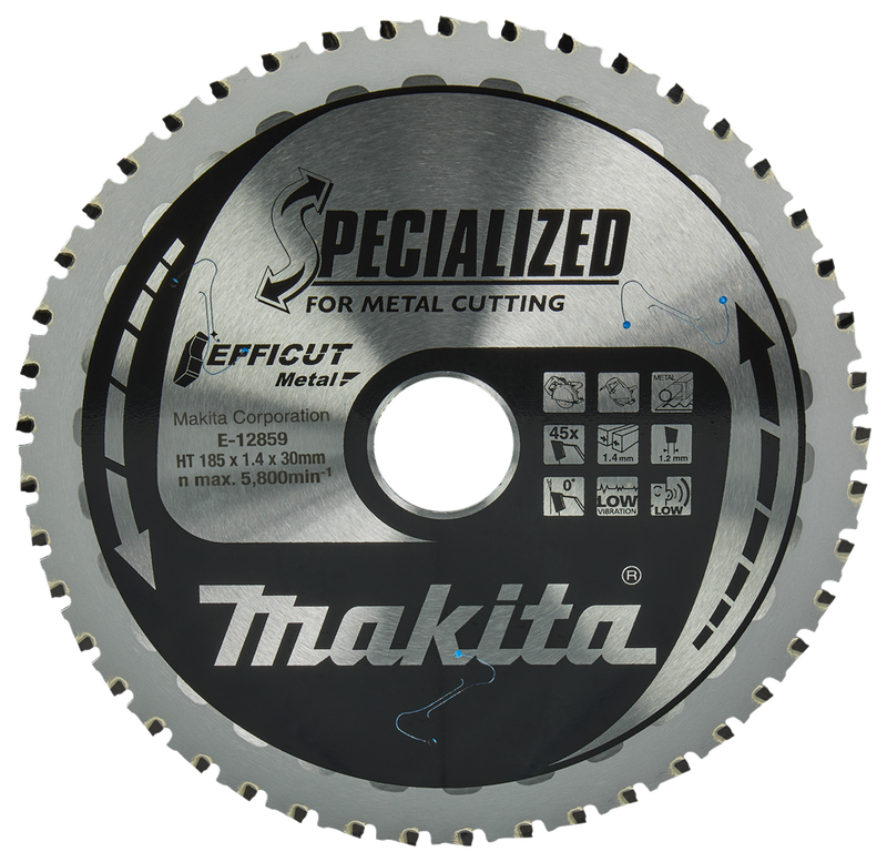 Accesorios Makita hoja de sierra circular de acero | efficut 185x30x1.4 45t 0g - e-12859 e-12859