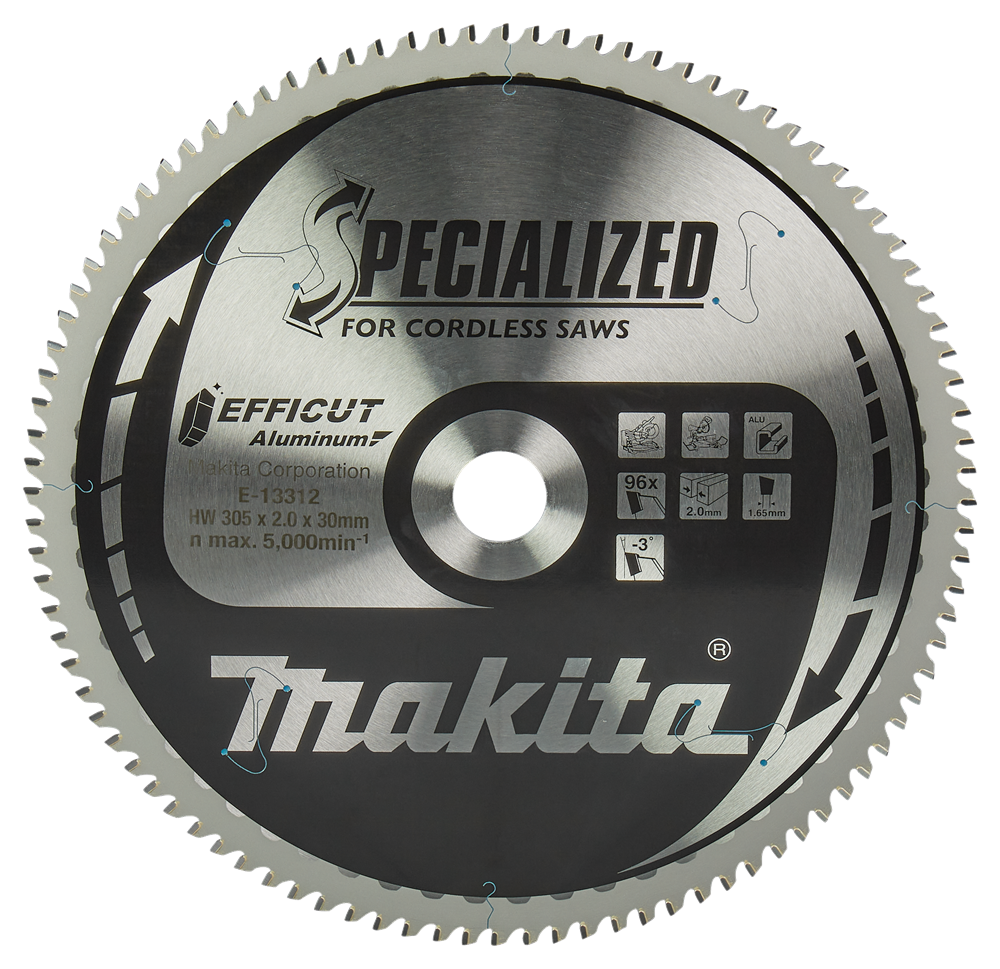 Accesorios Makita hoja de sierra transversal de aluminio | efficut 305x30x2.0 96t -3g - e-13312 e-13312