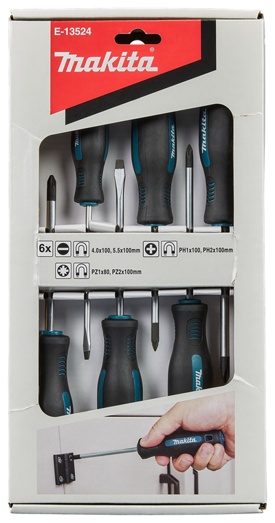 Accesorios makita juego de destornilladores 6 piezas ph pz sl - e-13524 - e-13524