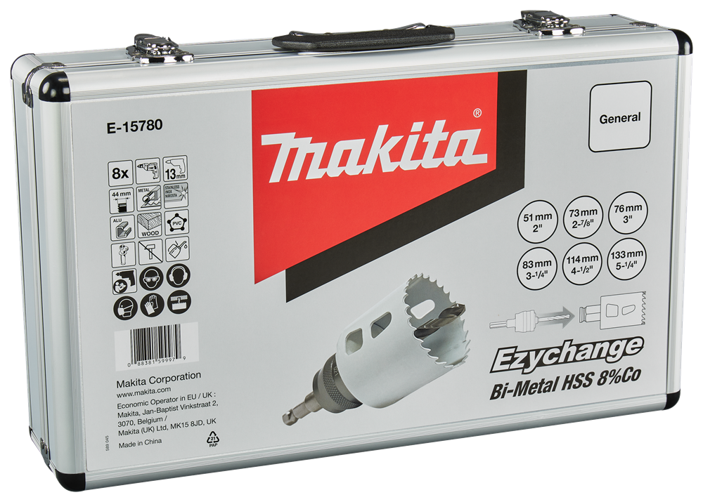 Accesorios Makita juego de sierra perforadora de 8 piezas para madera y metal - e-15780 e-15780