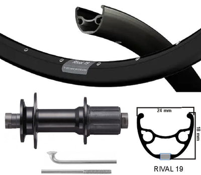 Rueda trasera Kgs 28 pulgadas (622) Cassette negro rival eje hueco de 8-10V disco disco de disco