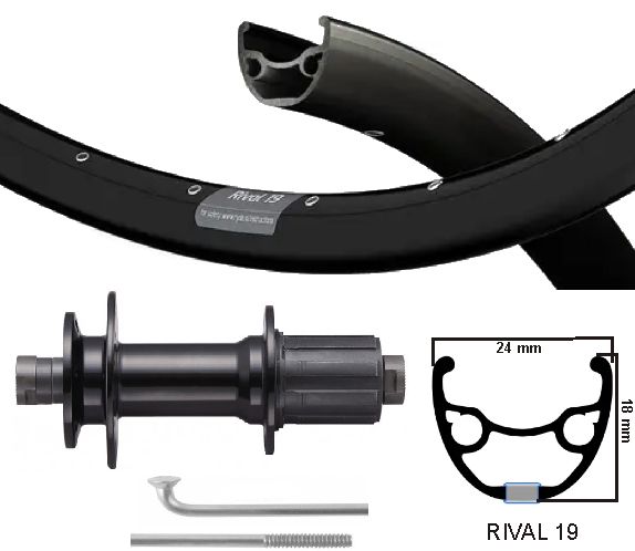 Rueda trasera Kgs 28 pulgadas (622) Cassette negro rival eje hueco de 8-10V disco disco de disco