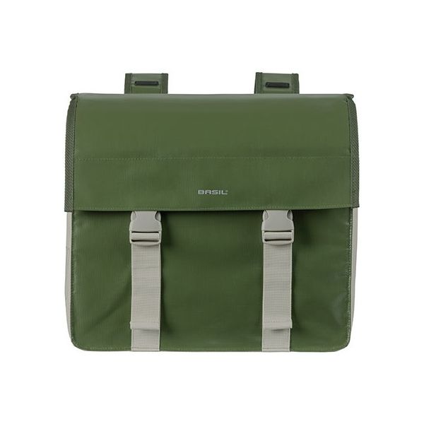 Basil Urban Load Double Bicycle Bag - Waterproof Tarpaulin Polyester - Green Sand - 48-53L