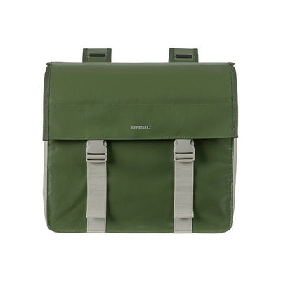 Basil Urban Load Double Bicycle Bag - Waterproof Tarpaulin Polyester - Green Sand - 48-53L