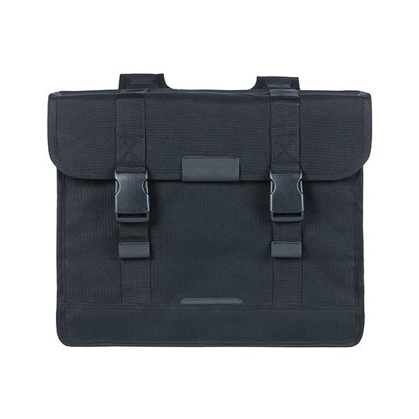 Basil Kavan Eco Classic Double Bicycle Borse - tela biologica sostenibile - Black - 68L