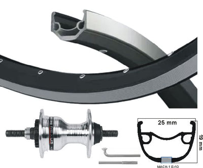 Rueda delantera de KGS 28 pulgadas (622) ZAC19 Axis fijo de roller de plata negro