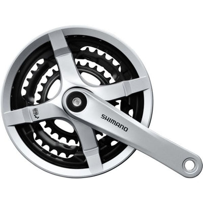 Shimano Crankset 6 7 8 Velocidad del torneo FC-TY501 con brazo de manivela de 170 mm 48 x 38 x 28T con pantalla de plata de la cadena