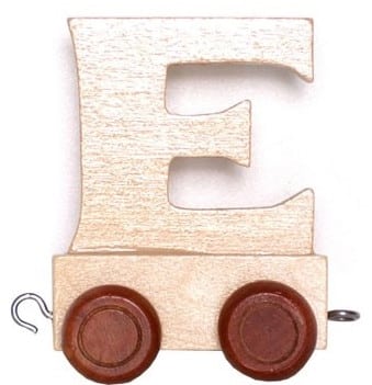Carta de madera E con ruedas de 6 cm de altura