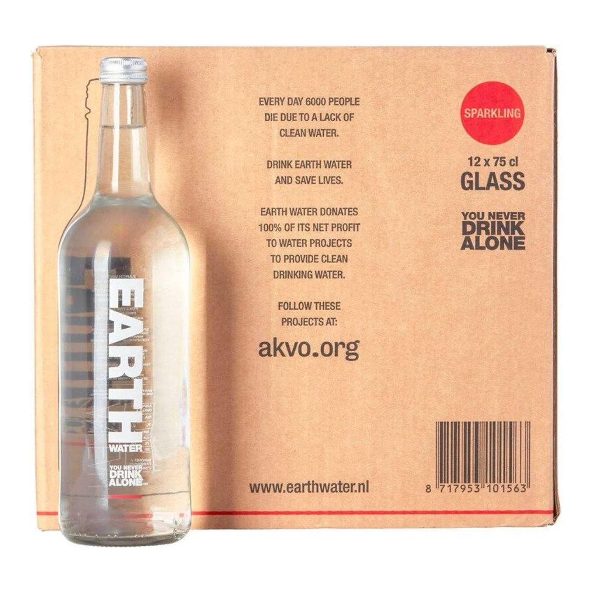 Earth water koolzuurhoudend glas (12x 75cl)