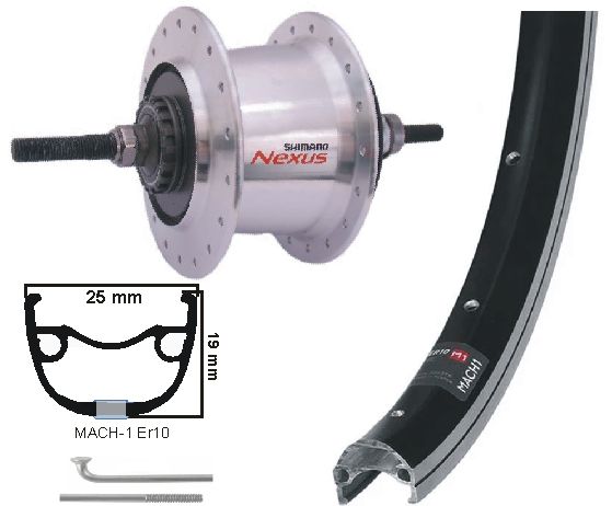 Kgs Rueda trasera de 28 pulgadas (622) Stratos Swil Silve Nexus 7 RollerBrake