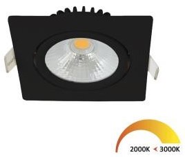 Ecodim Faretto da incasso LED 5W dimtowarm 85mm quadrato orientabile 36° nero - LED4760
