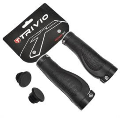 Trivio - maniglie bicicletta in gomma ergonomiche lock-on nere