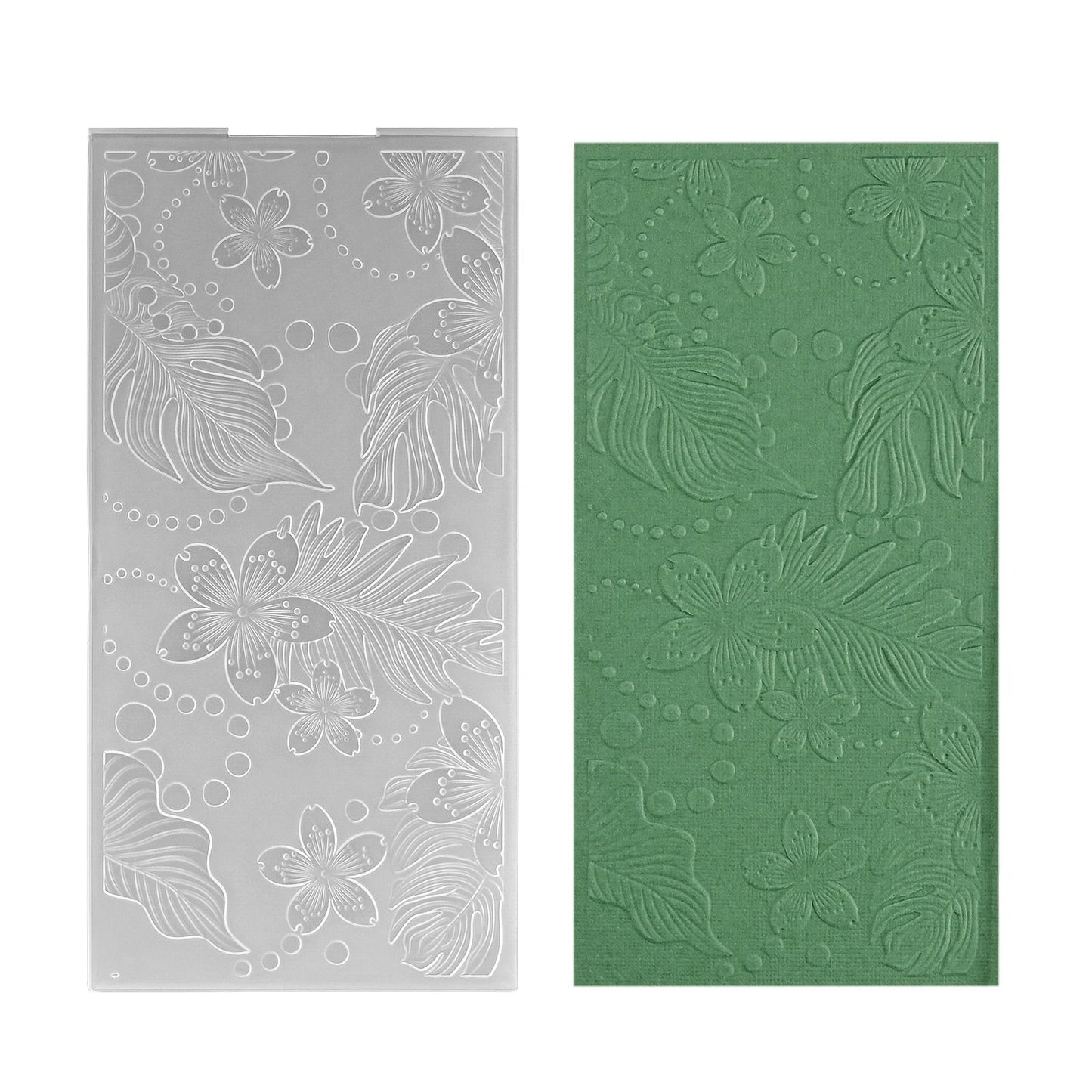 La scelta di Nellie • Cartella per embossing 3D sfondo foglie e fiori 10,5x20,5 cm
