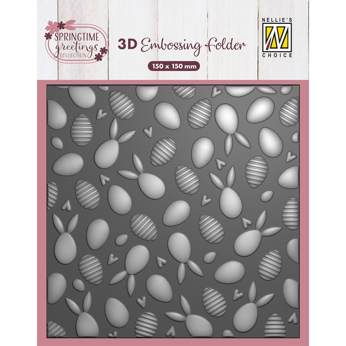 Nellie's choice • 3D embossing folder background rabbits and Easter eggs 15x15cm