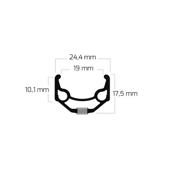 Ryde Velg Zac 19 26 559 X 19C Alluminio 32 fori 14g Nero