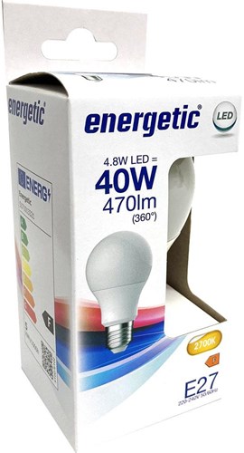 Energética LED gls e27 4.8-40w 2700k mate - 2710300