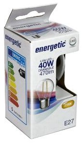 Bombilla LED energética E27 4,2-40W 2700K filamento transparente regulable - 2720270
