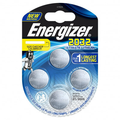 Energizer Ultimate Lithium 3V Botton Batteries (CR2032) 4 piezas
