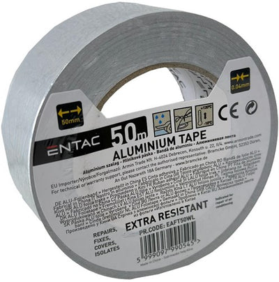 Nastro in alluminio Entac da 50 mm rotolo da 50 m argento - 4139565
