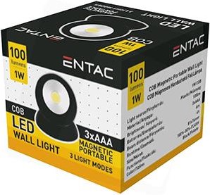 Lampada da parete Entac LED con magnete nero 1w 3xaaa - 5700420