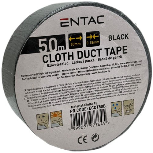 Nastro per riparazioni Entac rotolo da 50 mm 50 m nero - 4139544