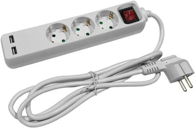 Entac cavo tcd ra 3v 1,5m con 2xusb + interruttore bianco - 6872632