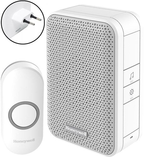 Timbre inalámbrico enchufable Enzo Honeywell con pulsador 100m - 8421030