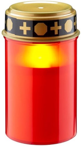 Lámpara funeraria LED Enzo | 12cm con temporizador | rojo (excl. batería 2xc) | luz conmemorativa | luz grave | luz de luto - 5099410