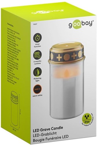 Enzo led rouwlicht | 12cm met timer | wit (excl. 2xc batterij) | herinneringslicht | graflicht | rouwlicht - 5099412