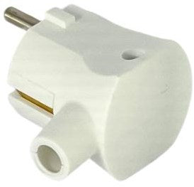 Spina Enzo con terra ad angolo bianca con passacavo mk 6140688