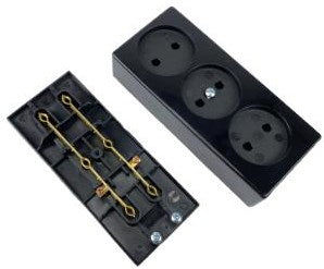 Toma de mesa Enzo 3v alargada negra 6871020
