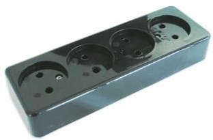 Toma de mesa Enzo 4v alargada negra 6871160
