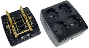 Toma de mesa Enzo RA 4V cuadrada negra PQ 6871920
