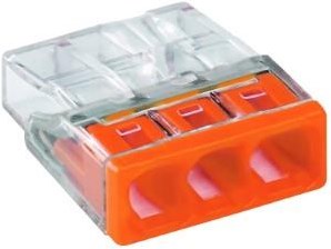 Morsetto per saldatura Wago a 3 vie 0,5-2,5qmm tra arancione 2273-203 | 100 pezzi