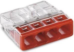 Abrazadera de soldadura Wago 4 vías 0,5-2,5qmm tra rojo 2273-204 | 100 piezas