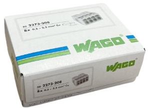 Abrazadera de soldadura Wago 8 vías 0,5-2,5 mm tra blanco 2273-208 | 50 piezas
