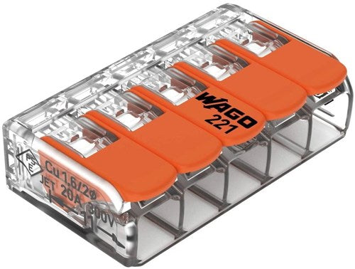 Abrazadera de soldadura Wago 5 veces 0,14-4,0qmm fija flexible | 25 piezas