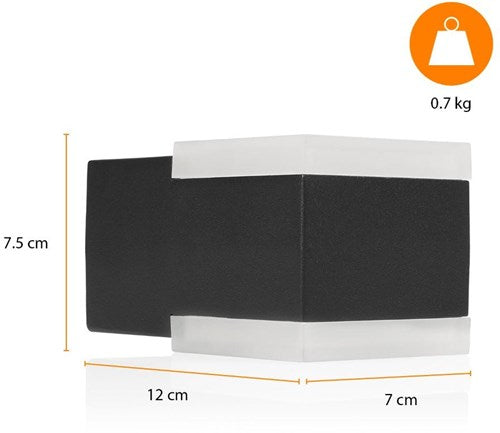 Lampada da parete Enzo | nero | quadrato | LED da 8w | ip443000k | smartwares ool-50020 - a5019020