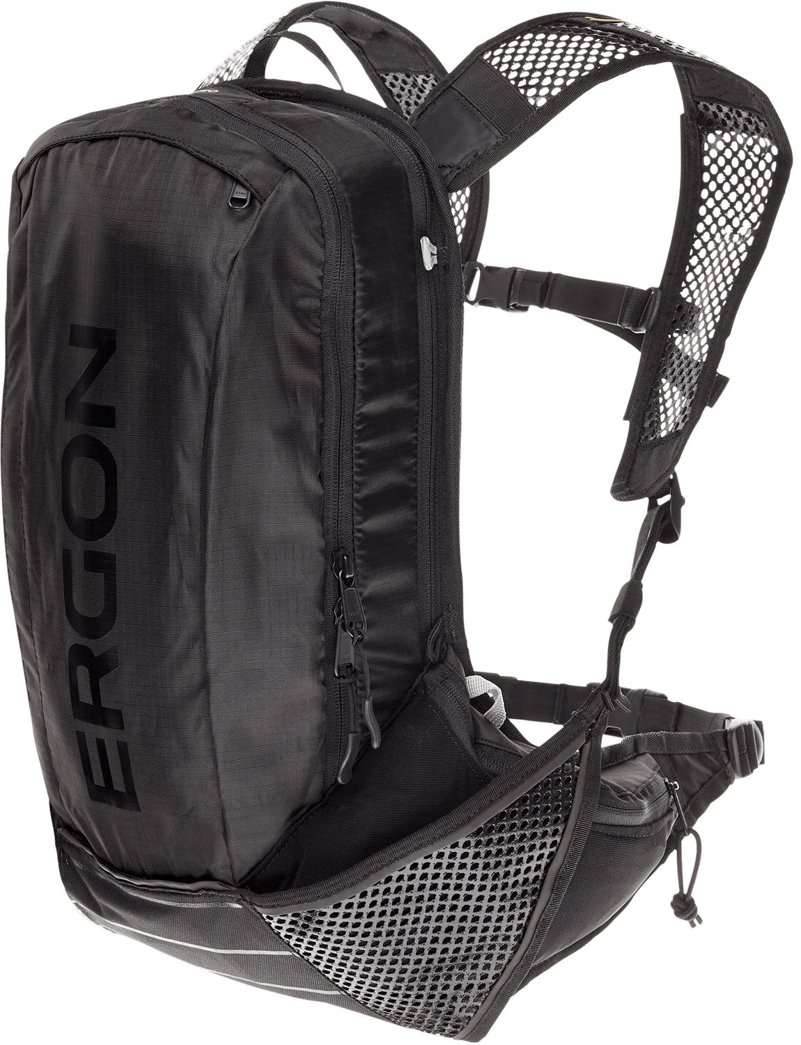 Ergon BX2 EVO Mochila negra - Ligero - Adecuado para excursiones de un día - 10 + 1.5L Volumen - Implaz de agua - Nylon de poliéster - Otro sistema de sujeción - incluida la cubierta de la lluvia