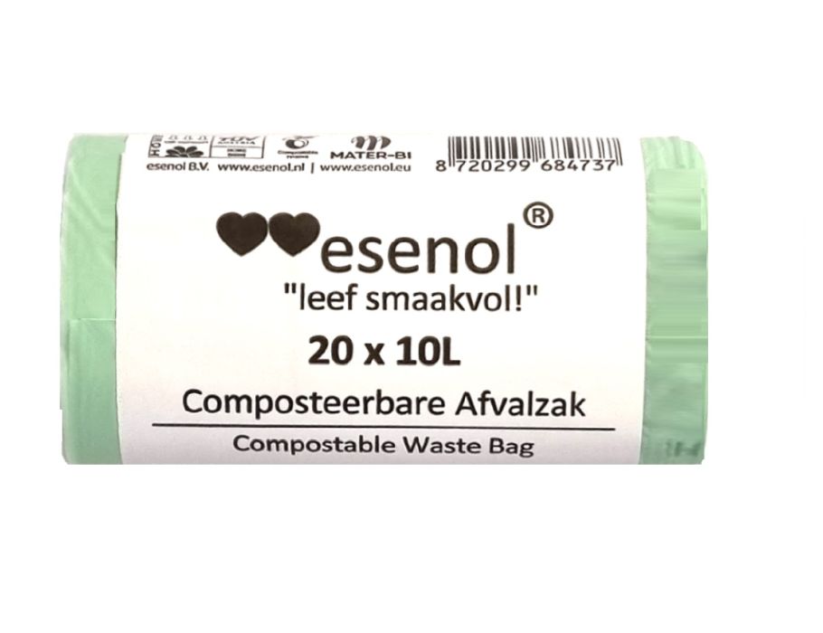 Sacchetti di rifiuti compostabili gustosi vivi per esenol 10 litri 1 rotolo del 20 °