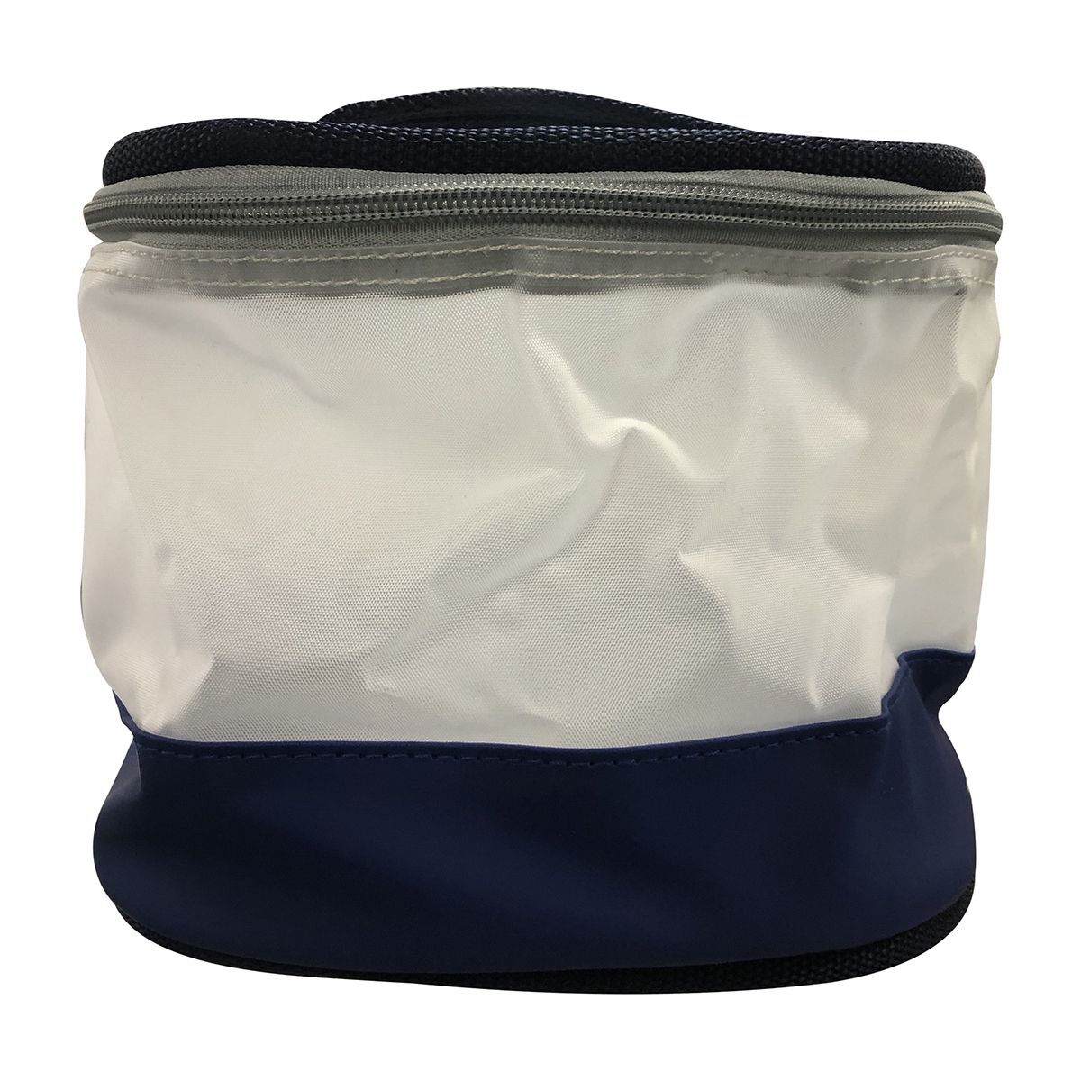 Peluquería frontal bolsa alrededor de blanco azul con mango