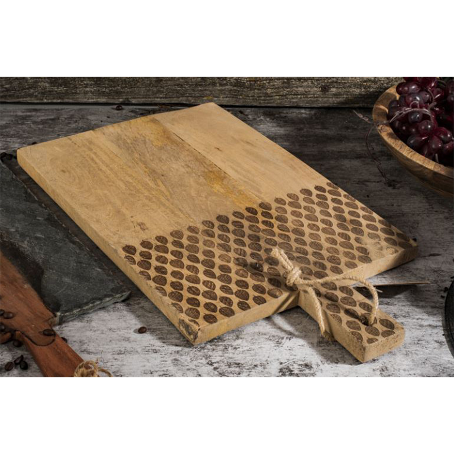 Excelente tabla de cortar de madera de mango para el hogar con mango 50x30cm