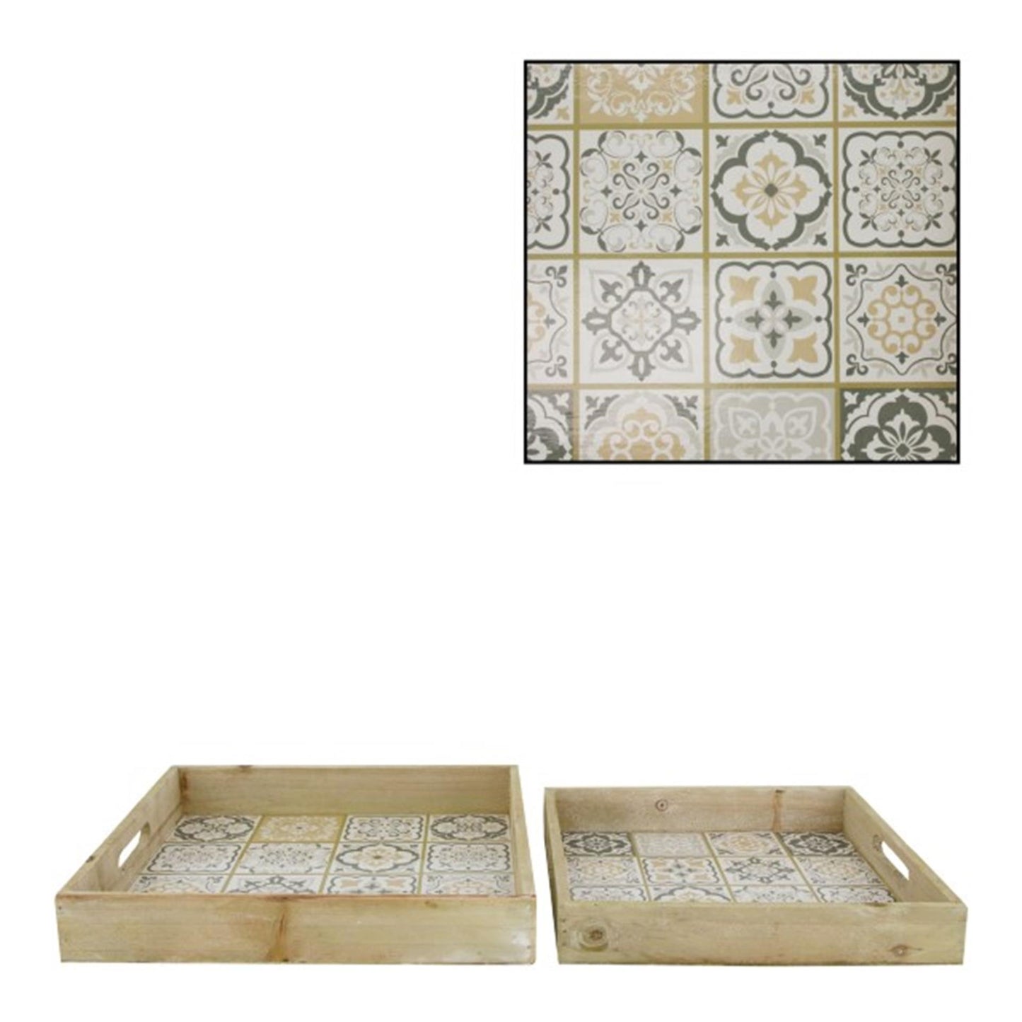 Vassoio in legno Dijk Natural Collection con stampa 2 pezzi 27x27 cm