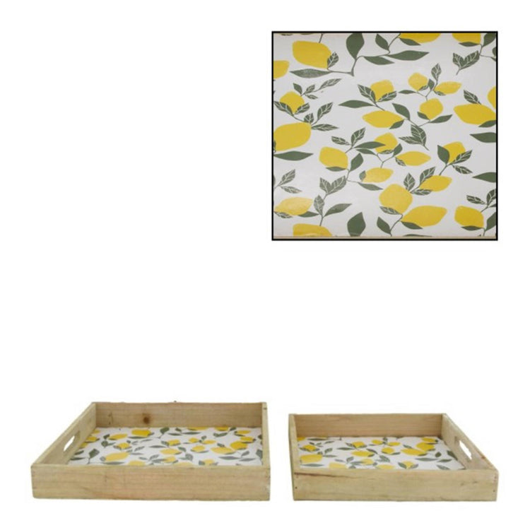 Dijk natural collections bandeja de madera con estampado 2 piezas 27x27cm