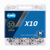 KMC X10 Cadena de bicicletas 122 Plata plateada Negro