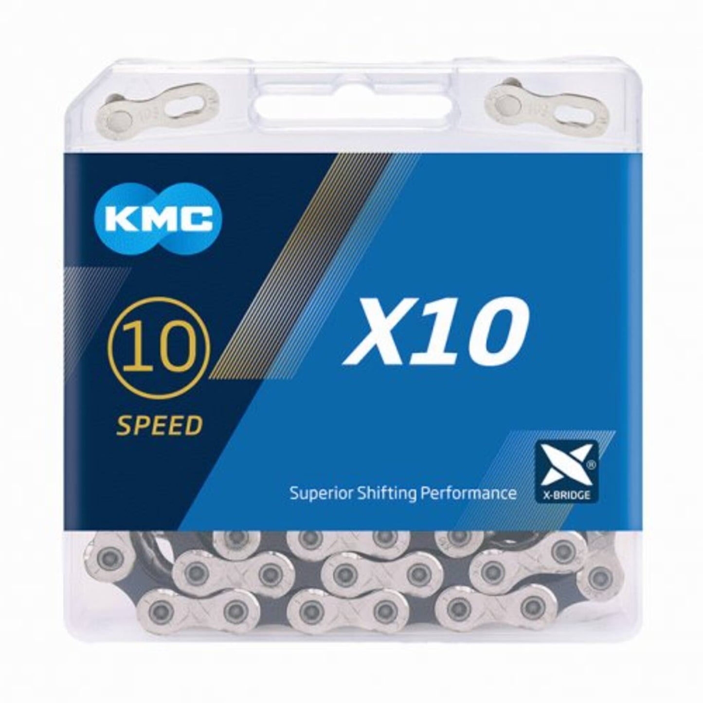 KMC X10 Cadena de bicicletas 122 Plata plateada Negro