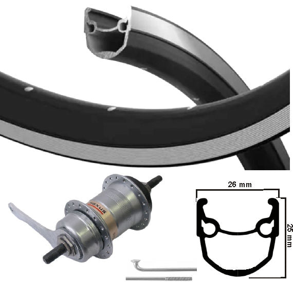 Ruota posteriore kgs da 28 pollici (622) Stratosvelg Black Silver Nexus 3 Brake Hub