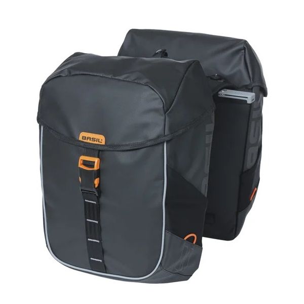 Basil Bicycle bag Double Miles Tarpaulin Black Orange Mik 34L